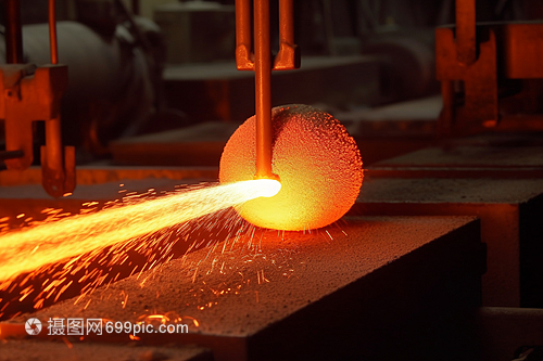 铸钢厂焊接铁球作业现场